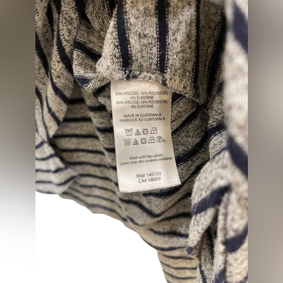 Stella and Dot side tie long sleeve shirt navy & grey striped  medium - Picture 4 of 7